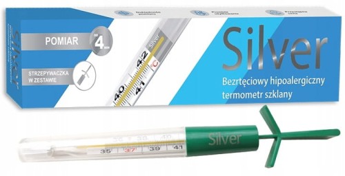 Termometr szklany bezrtęciowy hipoalergiczny klasyczny Jumper Silver